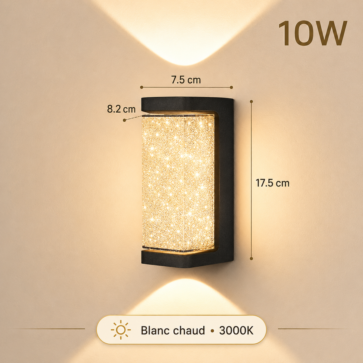 Applique Murale Extérieure LED Cristal 10W