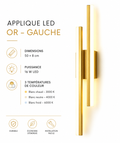 Applique Murale LED Verticale 50 cm  Noir ou Doré