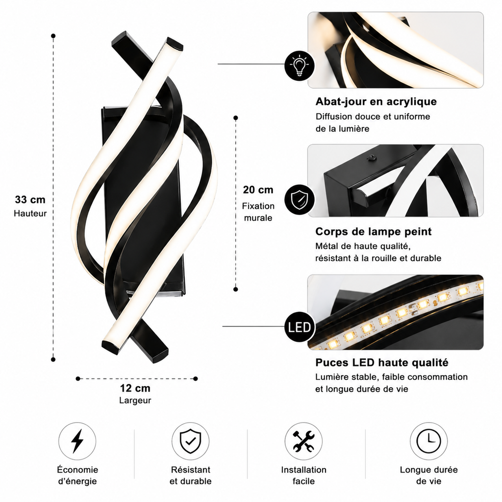 Applique Murale LED Spirale Design