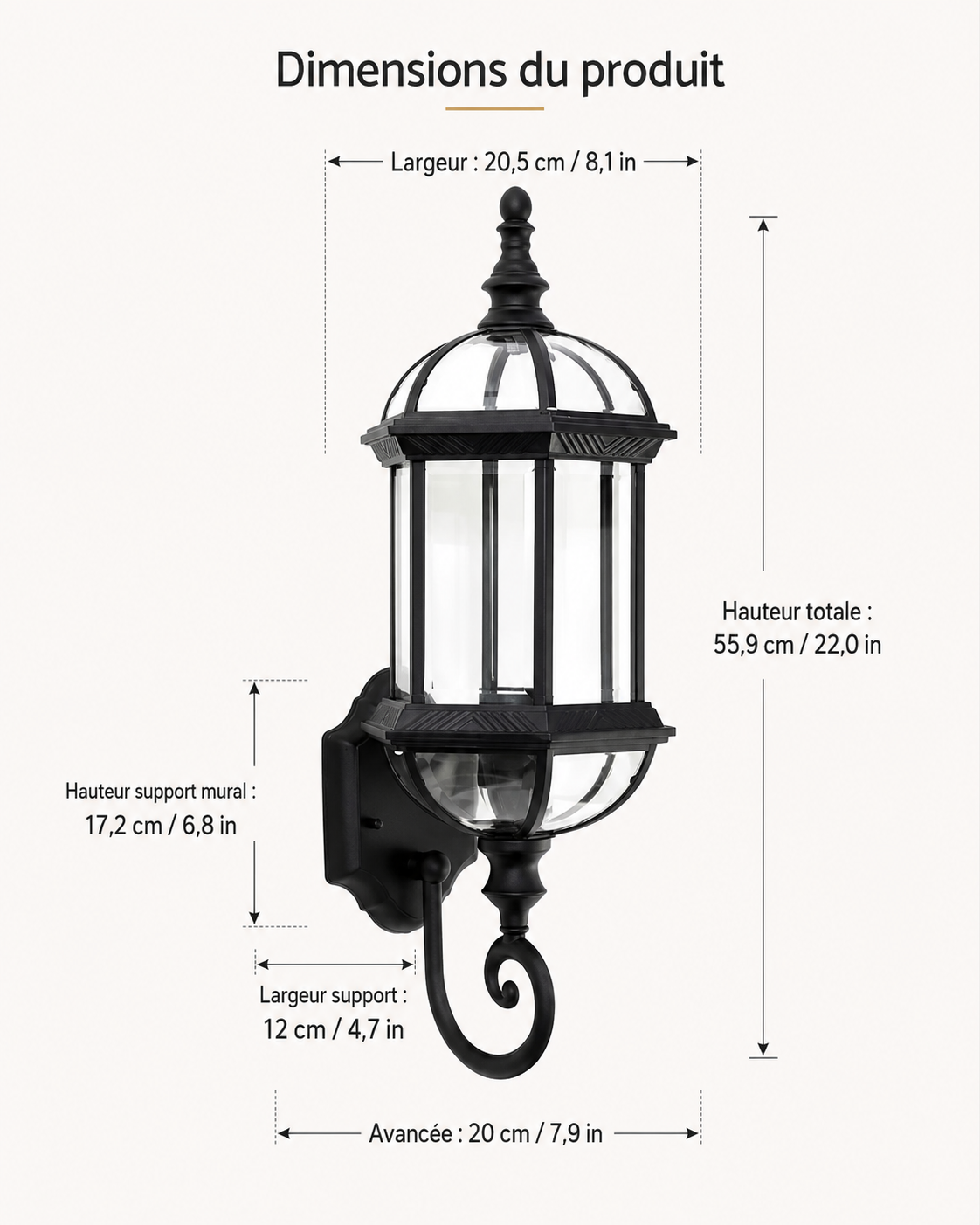 Applique Murale Extérieure Vintage E27 Noir ou Bronze