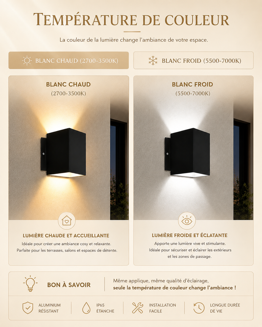 Applique Murale LED Moderne 6W Double Éclairage Haut & Bas