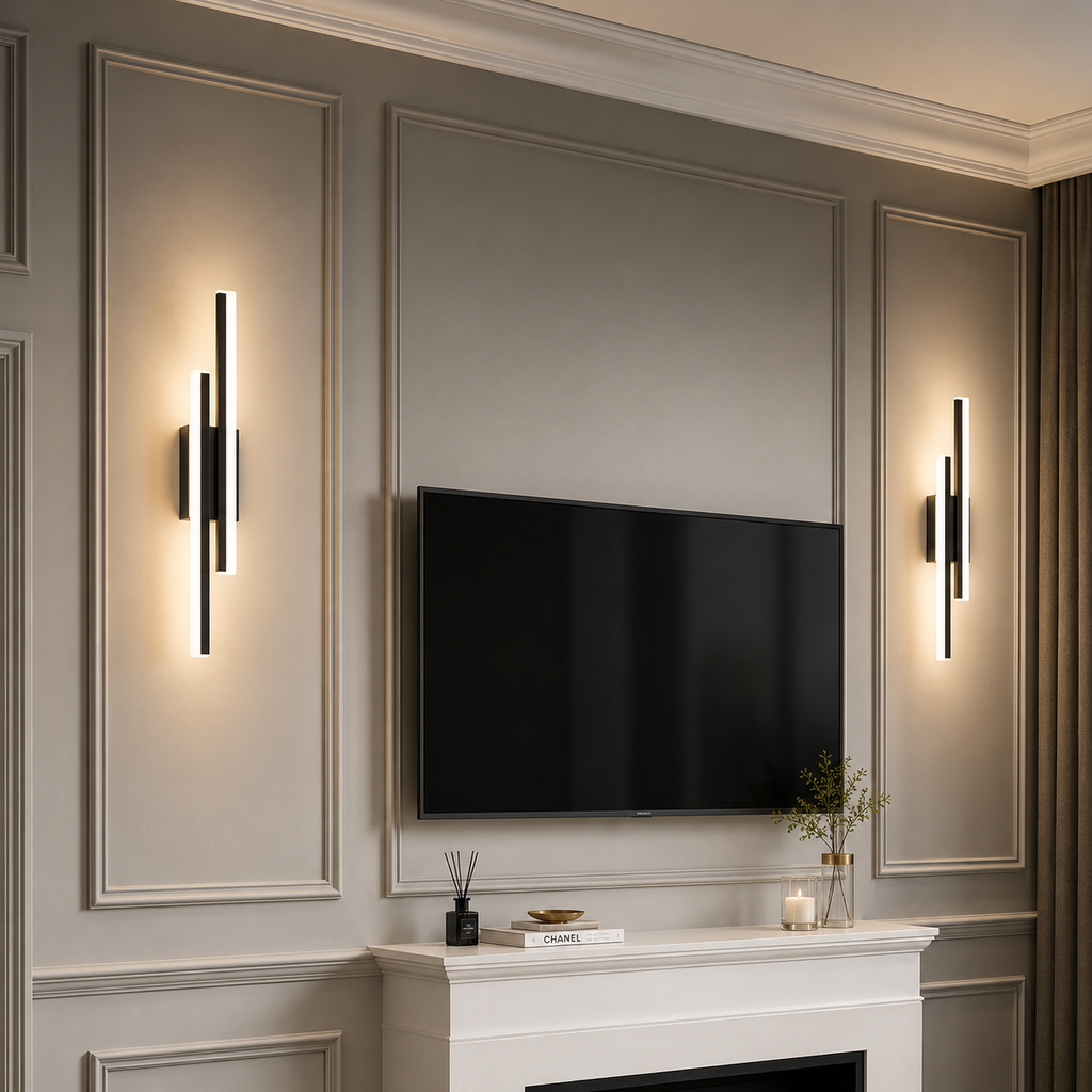 Applique Murale LED Verticale 50 cm  Noir ou Doré