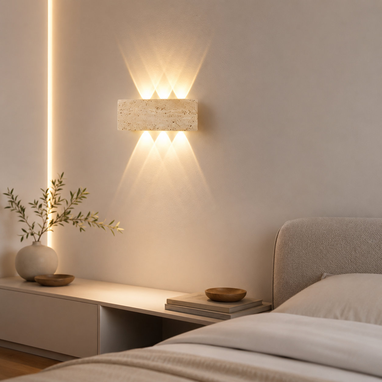 Applique Murale LED en Pierre Naturelle Wabi-Sabi