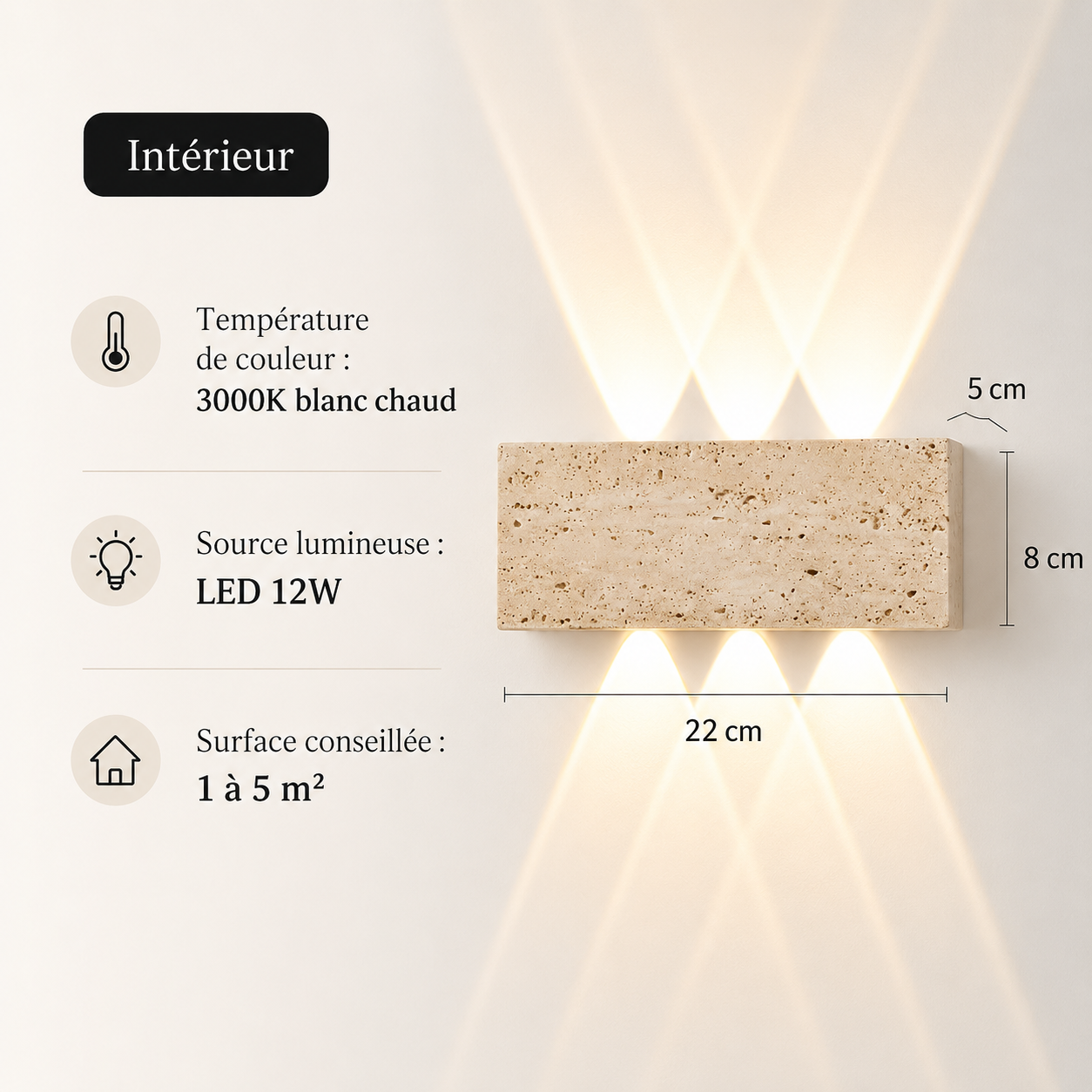 Applique Murale LED en Pierre Naturelle Wabi-Sabi