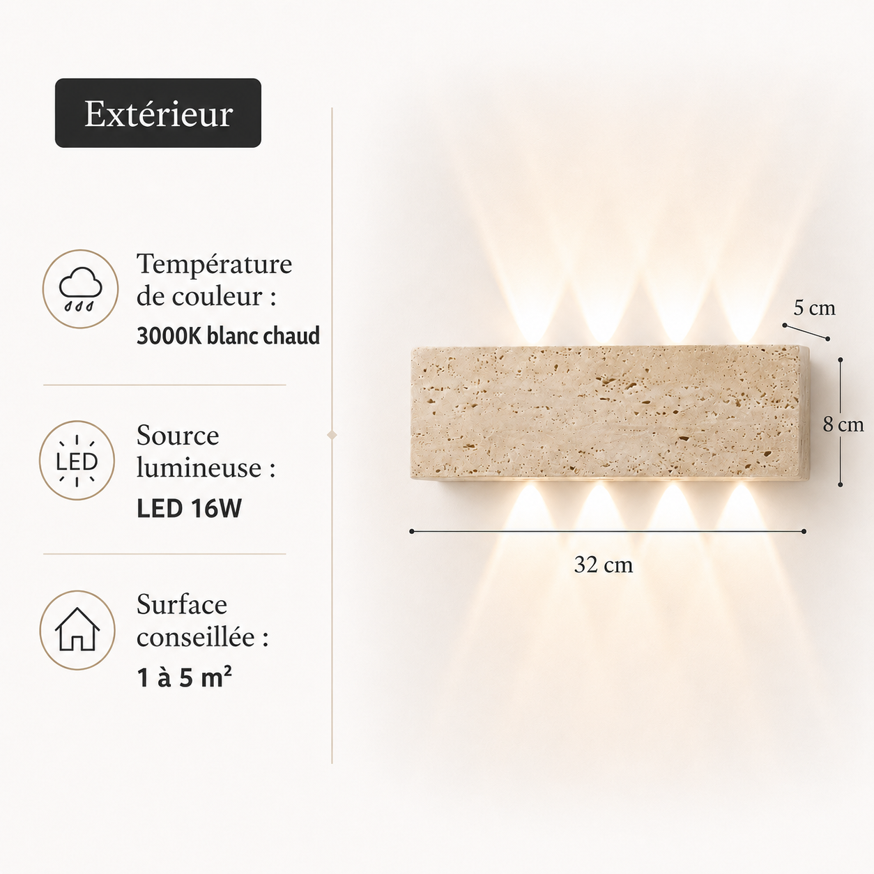 Applique Murale LED en Pierre Naturelle Wabi-Sabi