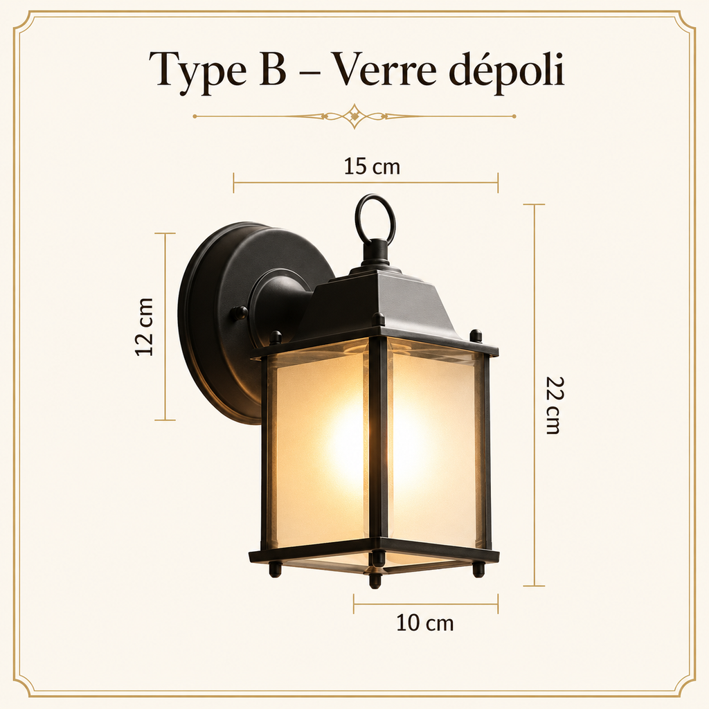 Applique Murale Extérieure Vintage E27 Noire