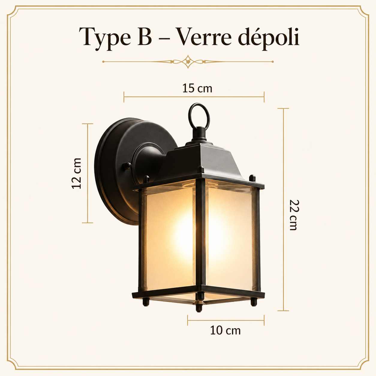Applique Murale Extérieure Vintage E27 Noire