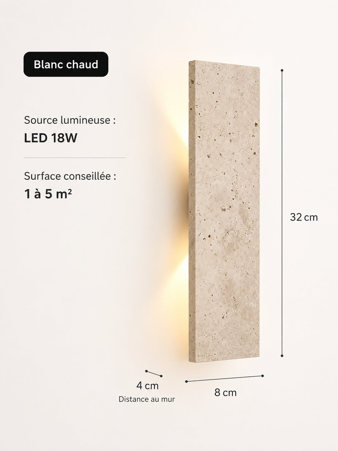 Applique Murale LED en Pierre Naturelle