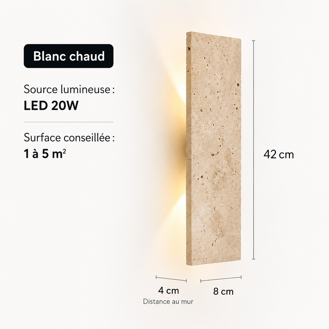 Applique Murale LED en Pierre Naturelle