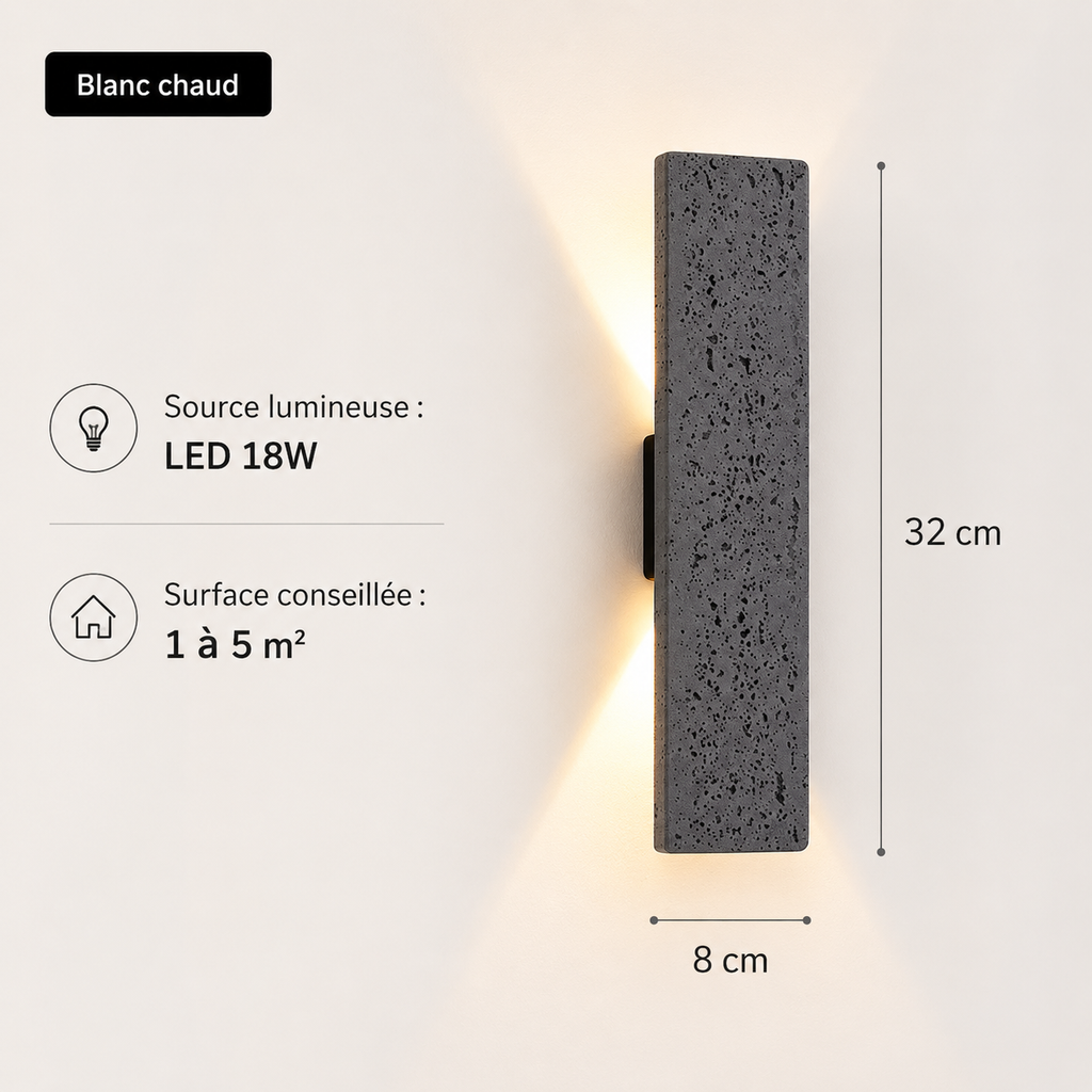 Applique Murale Extérieure LED en Pierre Naturelle IP65