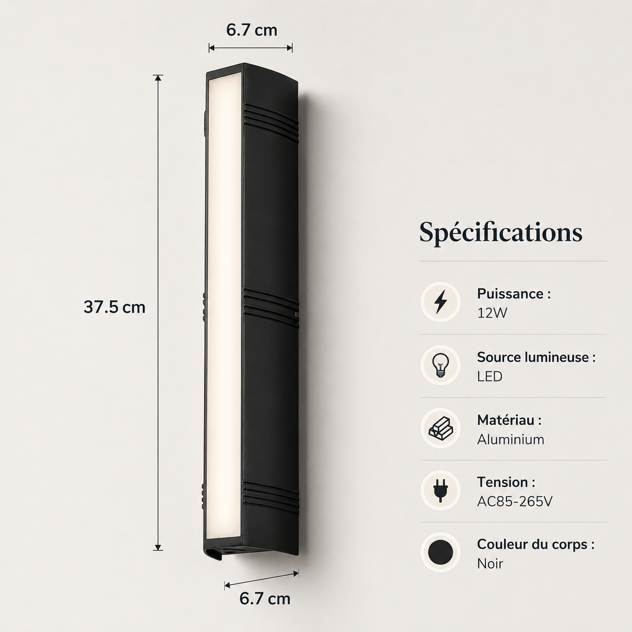 Applique Murale Extérieure LED IP65 Aluminium