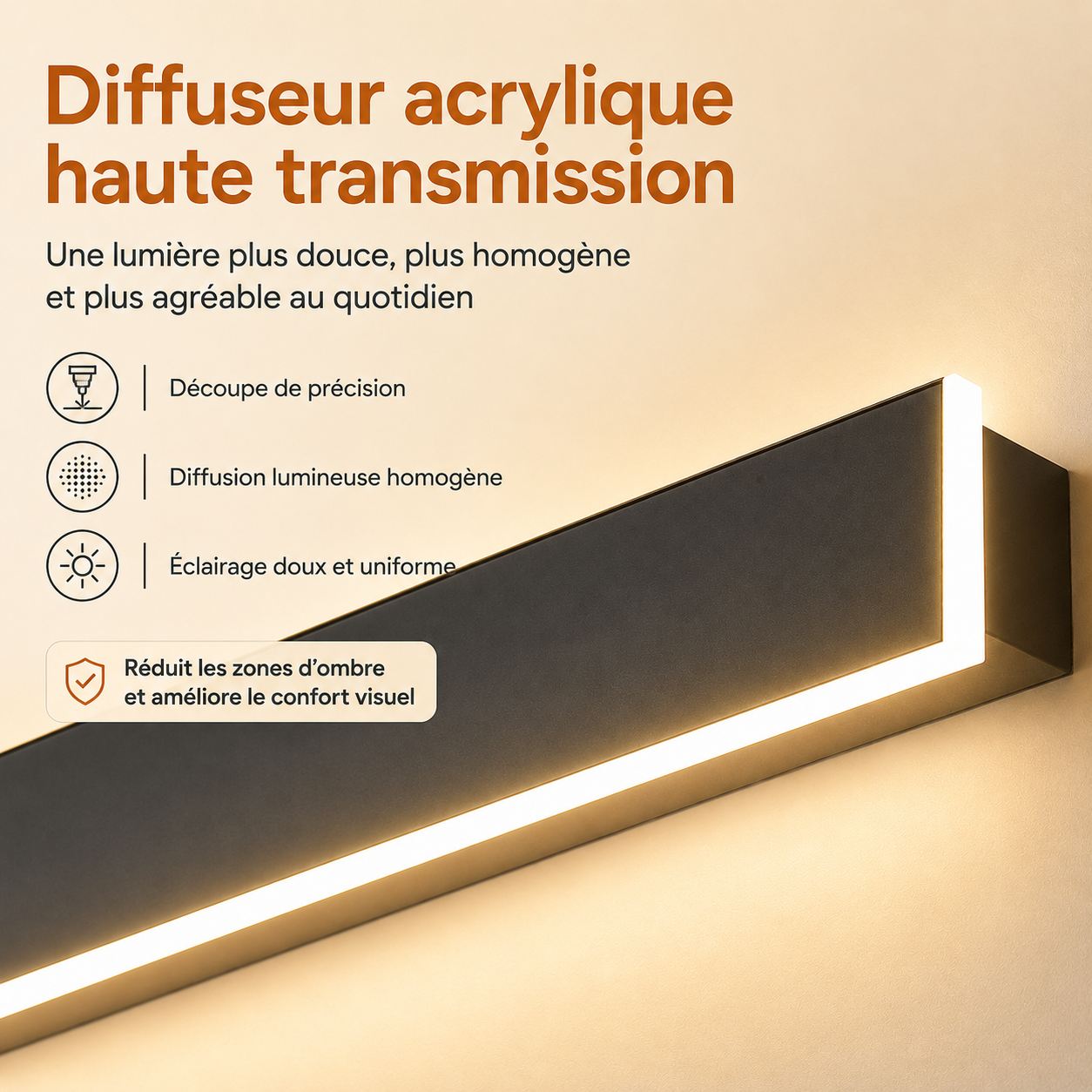 Applique Murale Extérieure LED IP65 Noire Grande Longueur