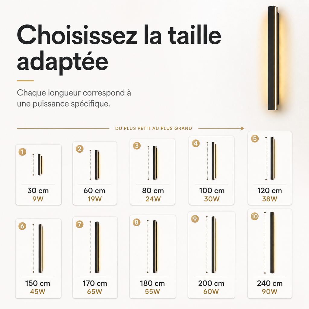 Applique Murale Extérieure LED IP65 Noire Grande Longueur
