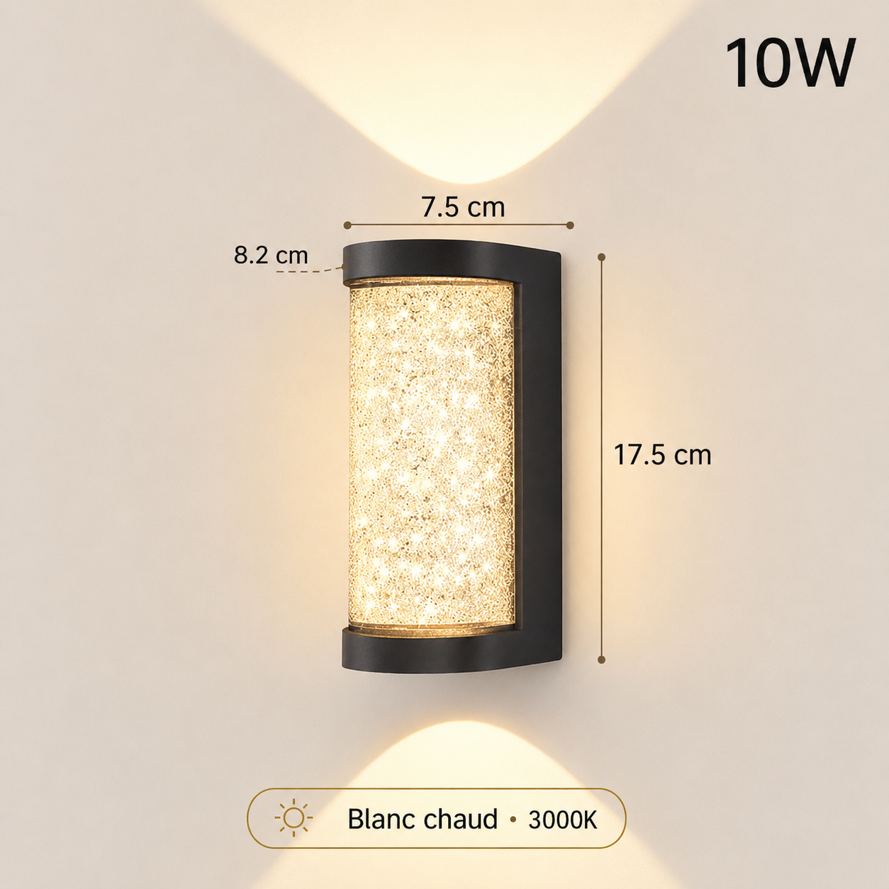 Applique Murale Extérieure LED Cristal 10W
